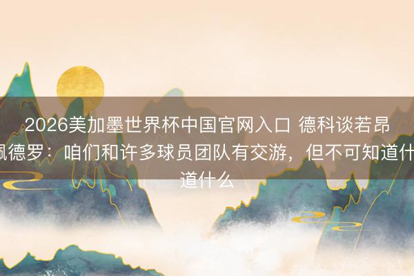2026美加墨世界杯中国官网入口 德科谈若昂·佩德罗:咱们和许多球员团队有交游,但不可知道什么