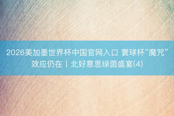 2026美加墨世界杯中国官网入口 寰球杯“魔咒”效应仍在丨北好意思绿茵盛宴(4)