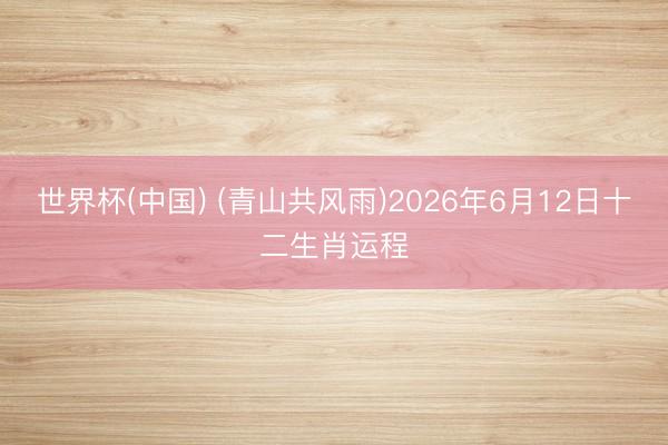 世界杯(中国) (青山共风雨)2026年6月12日十二生肖运程