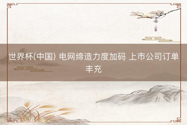 世界杯(中国) 电网缔造力度加码 上市公司订单丰充