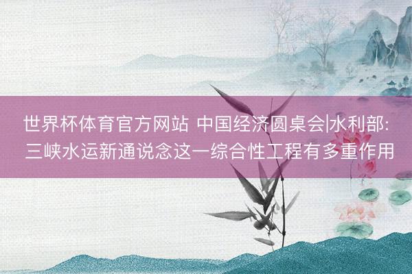 世界杯体育官方网站 中国经济圆桌会|水利部: 三峡水运新通说念这一综合性工程有多重作用