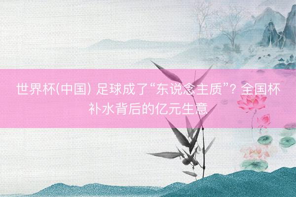 世界杯(中国) 足球成了“东说念主质”? 全国杯补水背后的亿元生意