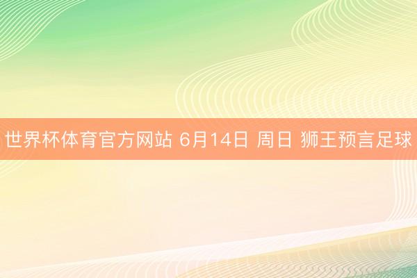 世界杯体育官方网站 6月14日 周日 狮王预言足球